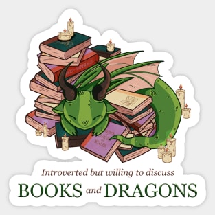 Aesthetic Book Dragon – Introverted Fantasy Reading Kawaii Design Sticker